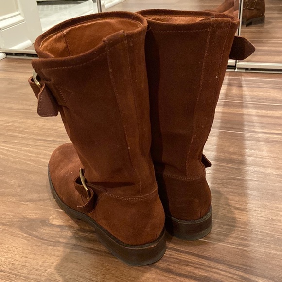 RARE Brown Suede Frye Slouch Biker Moto Veronica Boots - Size 6.5 - Picture 3 of 9